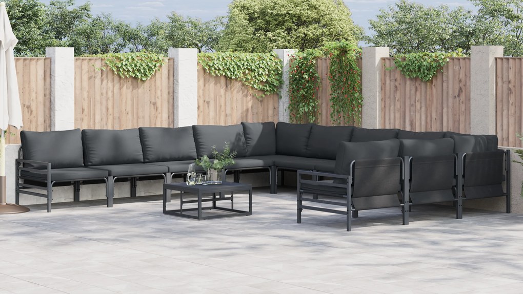 vidaXL Σετ Καναπέ Κήπου 11 pcs Ανθρακί Ατσάλι