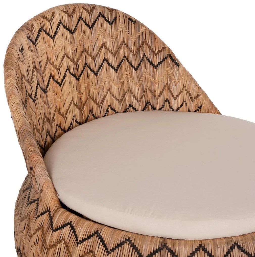 Καρέκλα - Πολυθρόνα LADLON C5992 Rattan Φυσικό με Εκρού Μαξιλάρι 97x97x76Υεκ. 97x97x76 εκ.