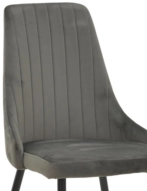 Καρέκλα Azori ανθρακί βελούδο-πόδι μαύρο μέταλλο 49x55x85εκ 2αδα 49x55x85 εκ.