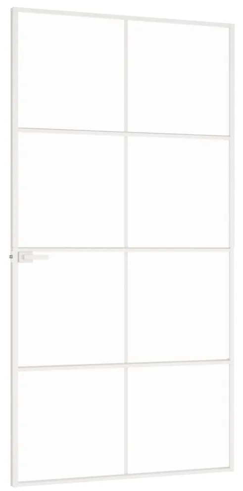 vidaXL Εσωτερική Πόρτα Λευκή 102x201,5εκ. Ψημένο Γυαλί&Λεπτό Αλουμίνιο