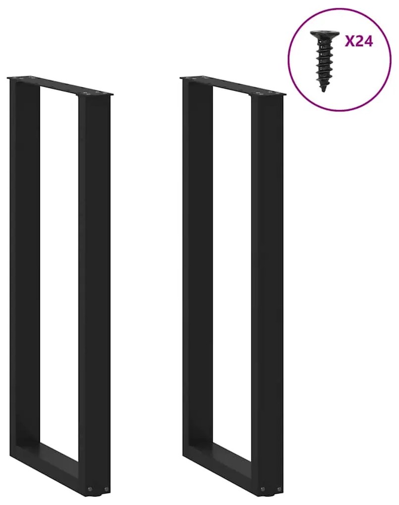 vidaXL Πόδια Τραπεζιού Μπαρ σε Σχήμα U 2 τεμ. Μαύρο 50x(110-111) εκ. Ατσάλι