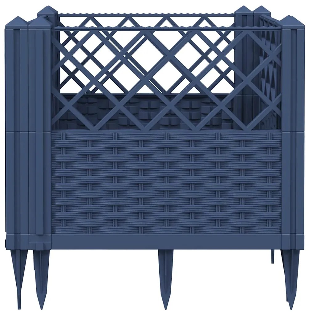 vidaXL Ζαρντινιέρα με Πασσάλους Μπλε Γκρι 43,5x43,5x43,5 εκ. Πολυπροπυλένιο