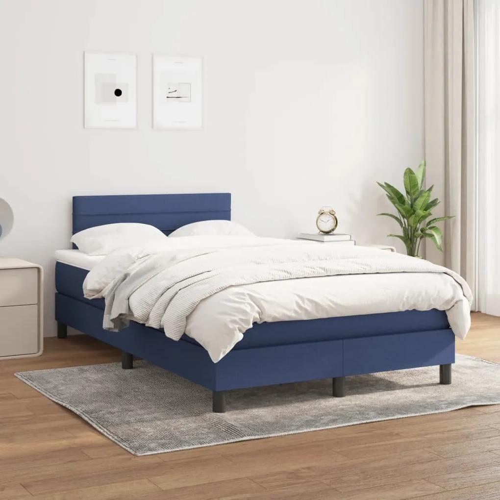 Κρεβάτι Boxspring με Στρώμα Μπλε 120x200 εκ. Υφασμάτινο