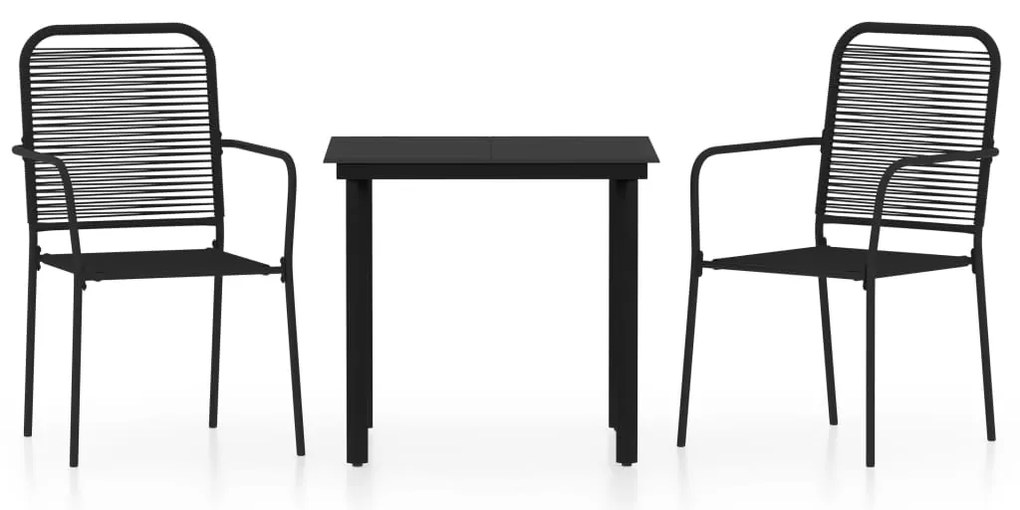 vidaXL Σετ Τραπεζαρίας Κήπου 3 Τεμαχίων Μαύρο