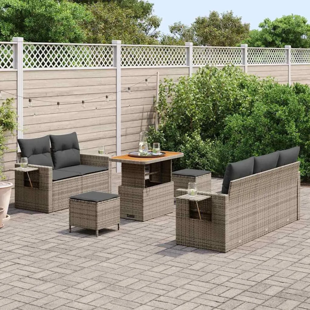 vidaXL Σετ Καναπέ Κήπου με μαξιλάρι 8 pcs Γκρι 90 x 55 x 71 cm