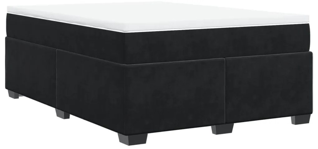 vidaXL Κρεβάτι Boxspring με Στρώμα Μαύρο 160x200 εκ. Βελούδινο