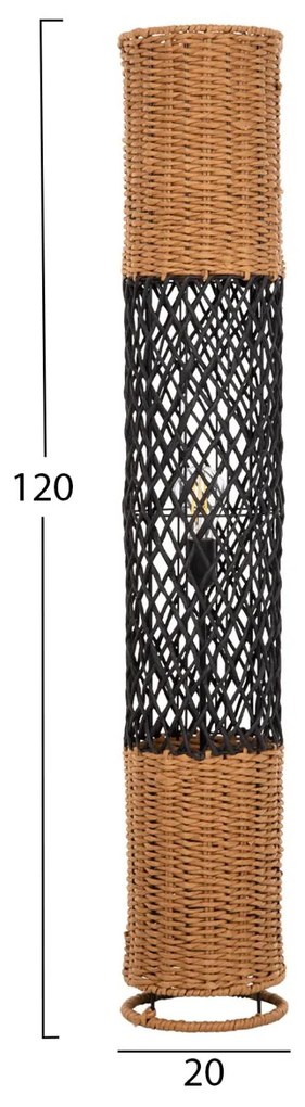 Φωτιστικό Δαπέδου C4342 Μέταλλο - Paper Rope σε Μπέζ Άμμου - Μαύρο Φ20X120Υεκ. 20x20x120 εκ.