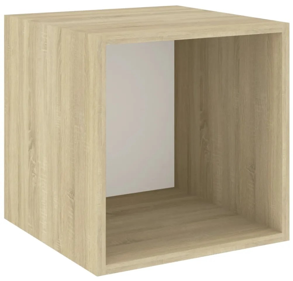 vidaXL Ντουλάπια Τοίχου 4 τεμ. Λευκά / Δρυς 37x37x37εκ. από Επεξ. Ξύλο
