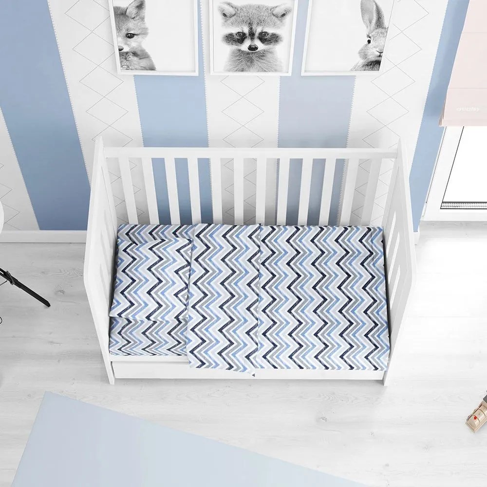 Σεντόνι Βρεφικό Zic Zac 140 Grey-Blue DimCol Λίκνου 100% Cotton