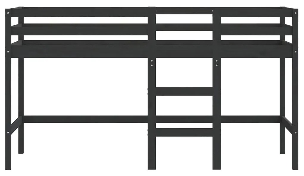 vidaXL Υπερυψ. Κρεβάτι με Σκάλα Μαύρο 90 x 190 εκ. Μασίφ Ξύλο Πεύκου