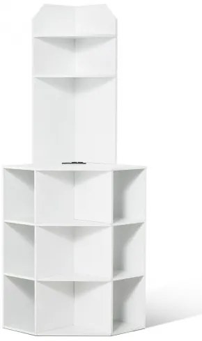VEVOR 64&quot; Corner Storage Cabinet with Charging Station Adjustable Shelves White