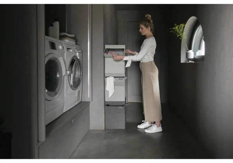 Brabantia Κιβώτιο πλυντηρίου ρούχων 1000827, 35 l, Άνοιγμα μπροστά, Ευρύ καπάκι, Πτυσσόμενο, Γκρι