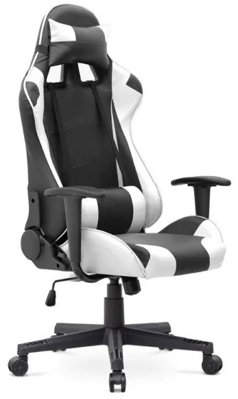 Καρέκλα γραφείου Gaming Alonso Megapap από τεχνόδερμα λευκό - μαύρο 67x70x125/135 εκ. GP040-0008,3-GP040-0008,3-Μαύρο-Λευκό GP040-0008,3