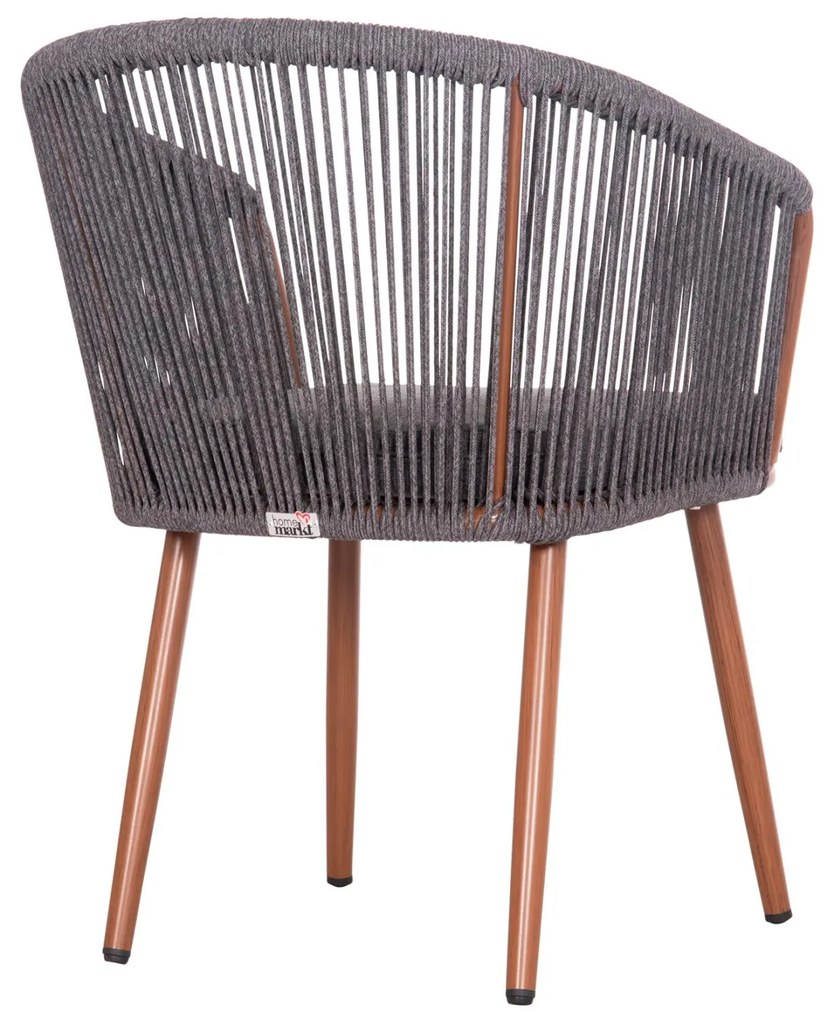 Καρέκλα - Πολυθρόνα HARRIET C5548.11 Αλουμίνιο Καφέ με Σχοινί Γκρί 60x62x80,5Υ εκ. 4αδα 60x62x80.5 εκ.