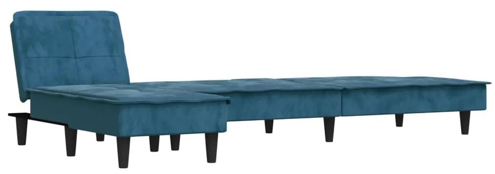 vidaXL Καναπές Κρεβάτι Γωνιακός Μπλε 255 x 140 x 70 εκ. Βελούδινος