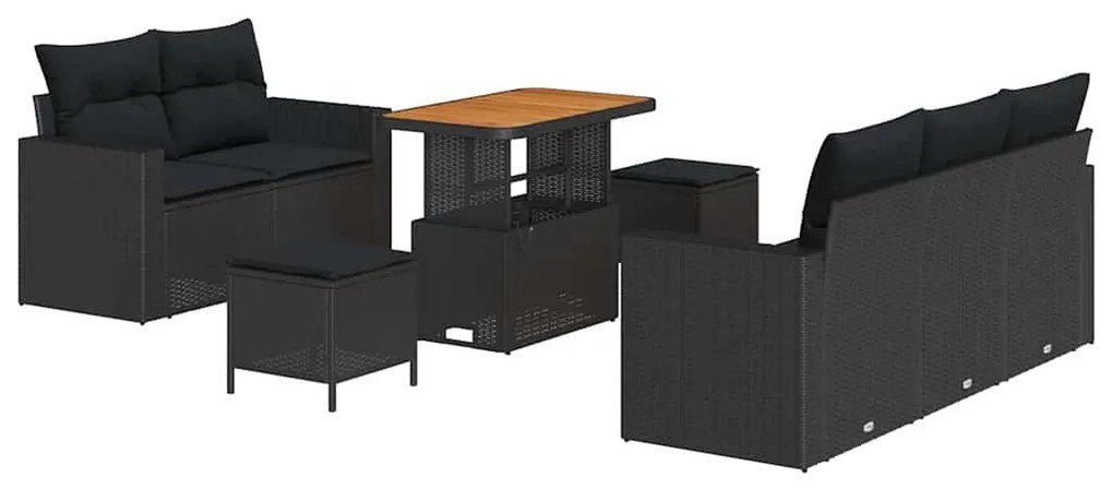 vidaXL Σετ Καναπέ Κήπου Ρυθμιζόμενο ύψος 8 pcs Μαύρο συνθετικό ρατάν