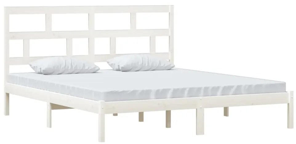vidaXL Πλαίσιο Κρεβατιού Λευκό 180 x 200 εκ. Μασίφ Ξύλο Super King