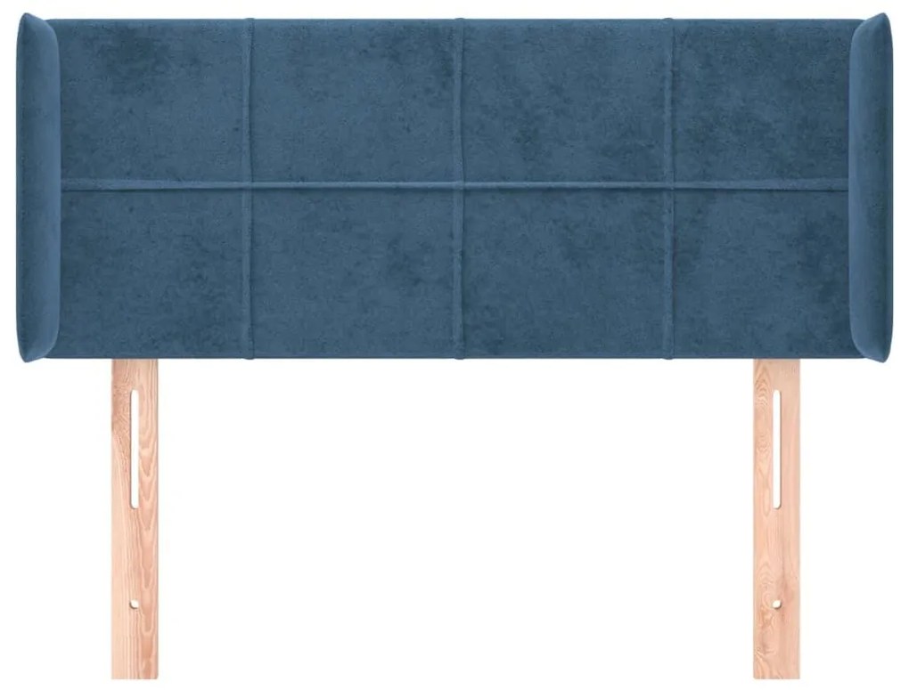Κεφαλάρι με Πτερύγια Σκούρο Μπλε 103x16x78/88 εκ. Βελούδινο - Μπλε