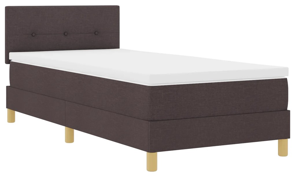 vidaXL Κρεβάτι Box Spring με Στρώμα & LED Σκούρο Καφέ 90x200 cm Ύφασμα