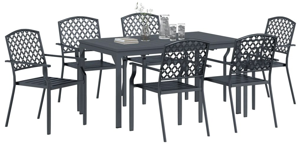 vidaXL Σετ Σαλονιού Κήπου 7 pcs Ανθρακί Κανονικό Μέταλλο