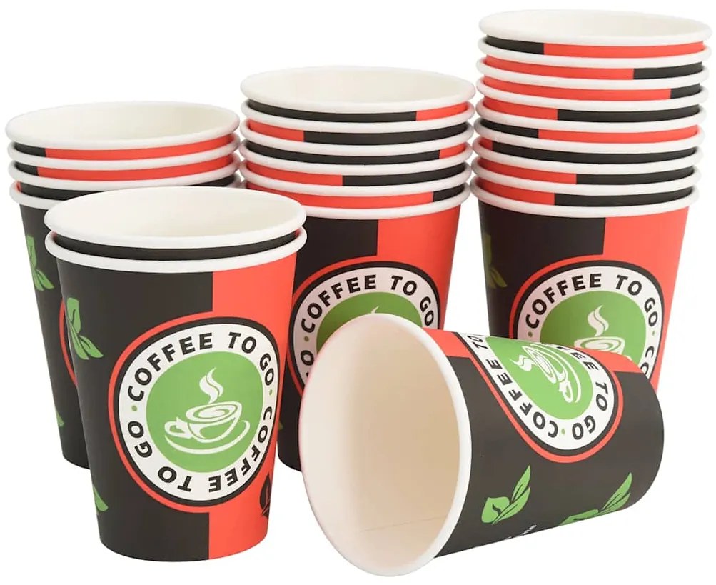 vidaXL Χάρτινα κύπελλα καφέ 1000 τεμάχια 12oz 300ml Κόκκινο και μαύρο