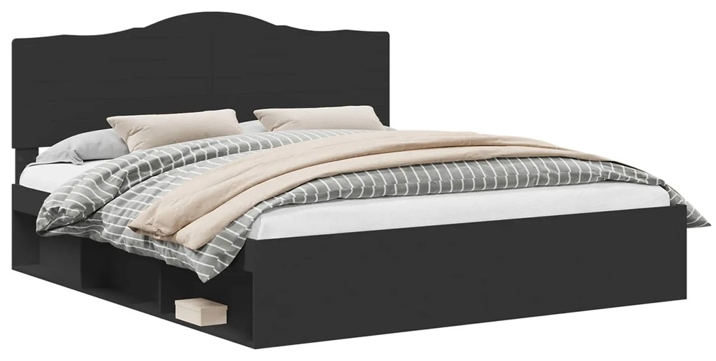 vidaXL Σκελετός Κρεβατιού Μαύρο 180 x 200 cm Στερεά ξυλεία πεύκου