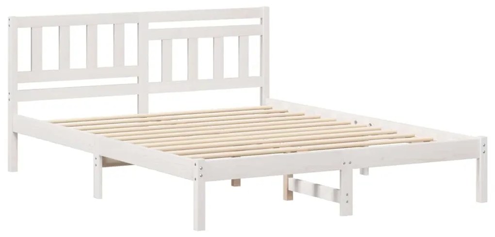 vidaXL Σκελετός Κρεβατιού Λευκό 140 x 200 cm Μασίφ ξύλο πεύκου