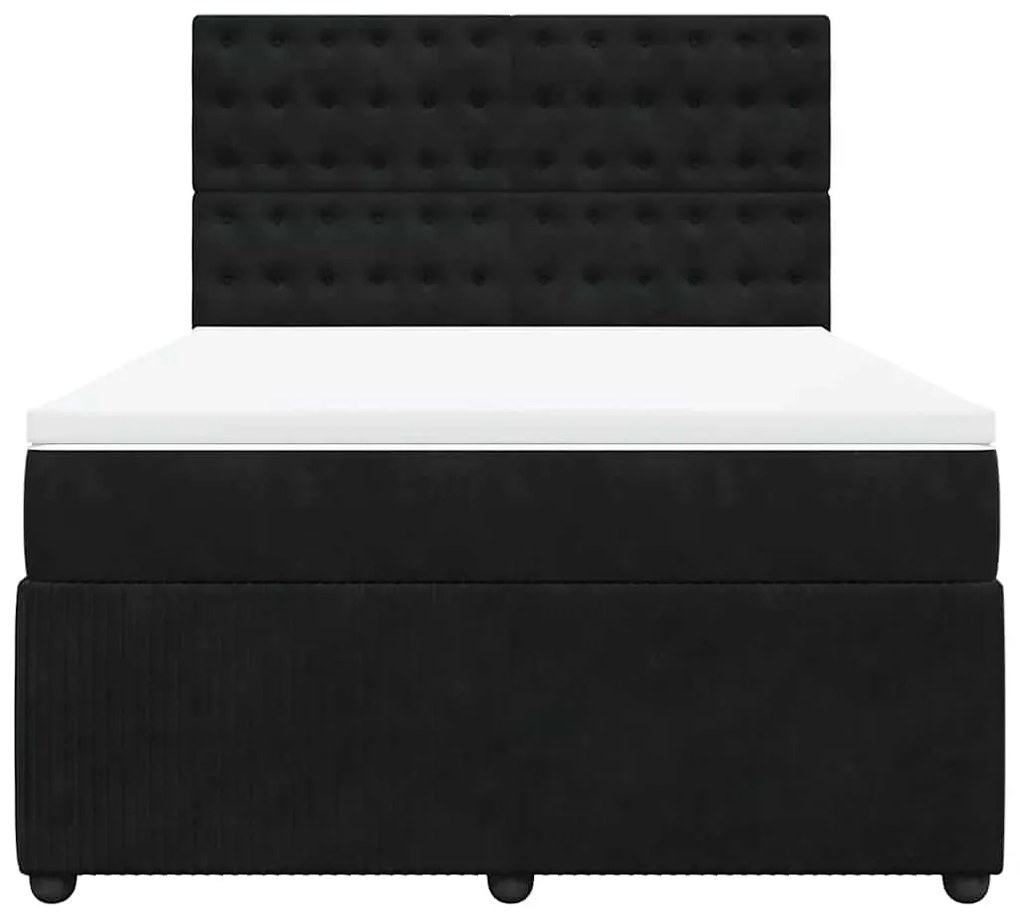 vidaXL Κρεβάτι Boxspring με Στρώμα Μαύρο 160x200 εκ. Βελούδινο