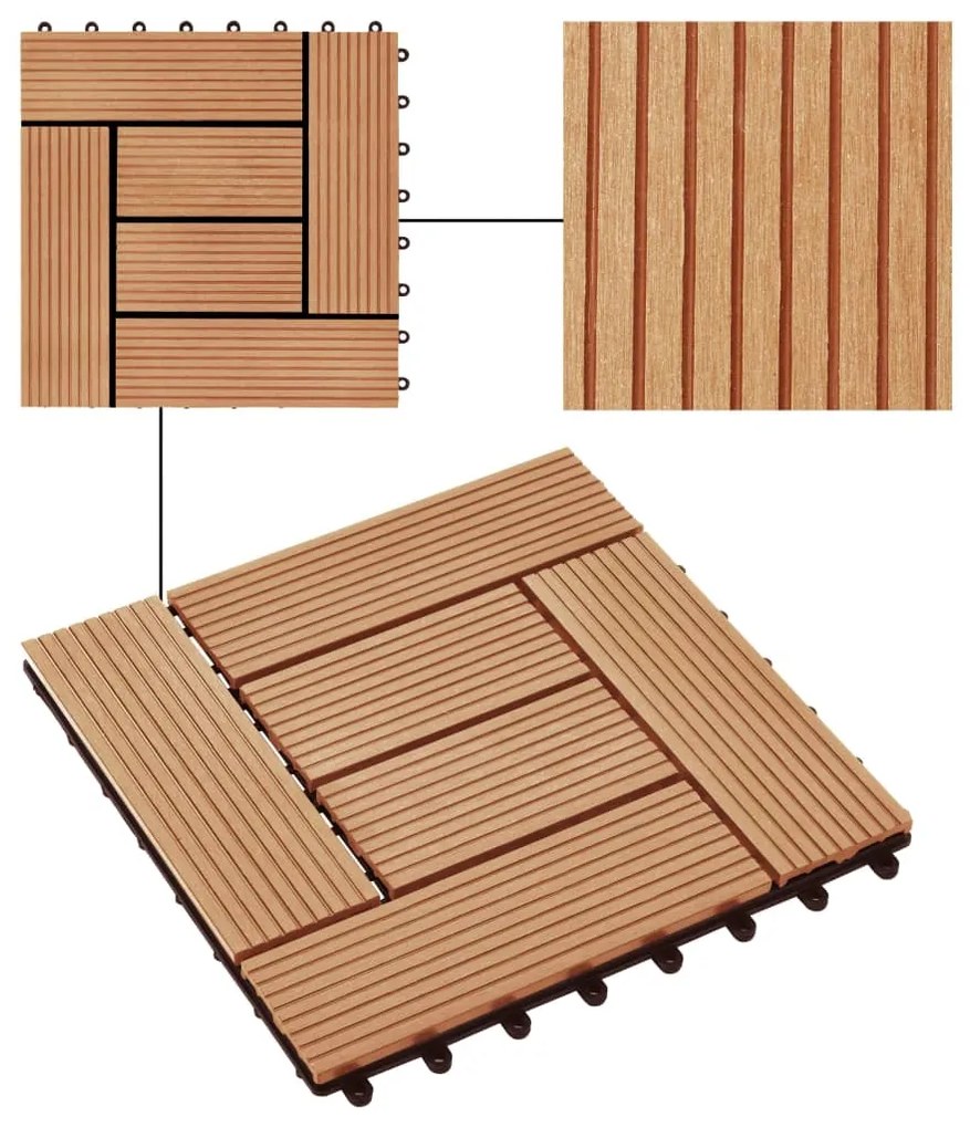 vidaXL Πλακάκια Deck 11 τεμ. Χρώμα Teak 30 x 30 εκ. 1 μ² από WPC