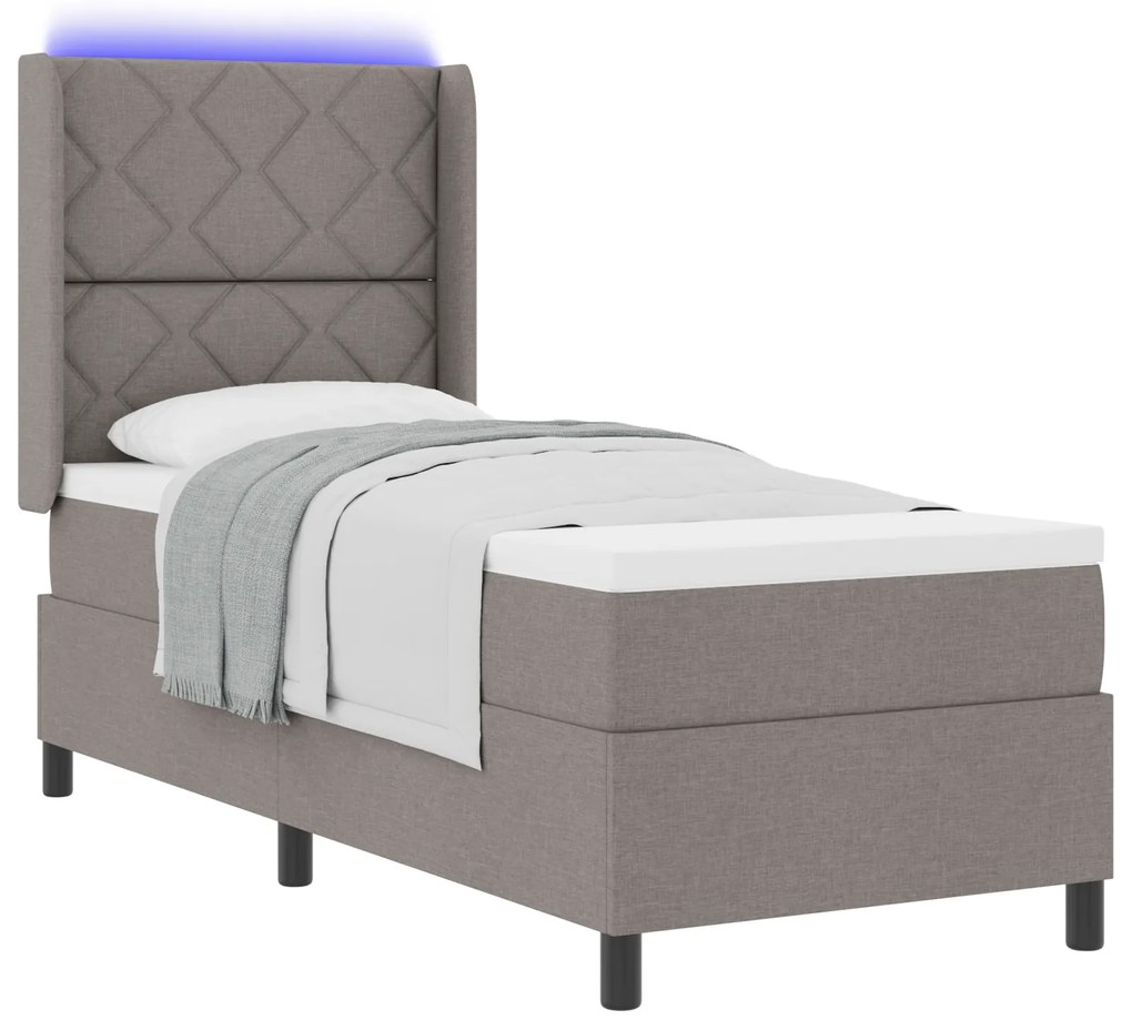 vidaXL Κρεβάτι με Στρώμα & LED σε Χρώμα Ταούπε, 80x200 εκ. Υφασμάτινο