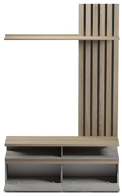 Σύνθετο σαλονιού Perlento σε μπεζ μαρμάρου με sonoma απόχρωση 140x41x219.5εκ 14x41x219.5 εκ.