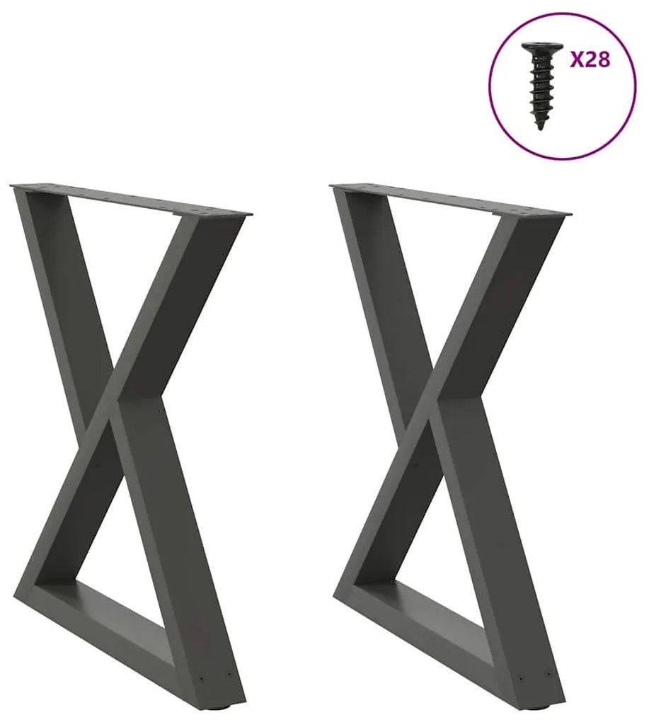 vidaXL Πόδια Τραπεζαρίας 2 τεμ. Ανθρακί 80x(72-73,3) εκ. Ατσάλι