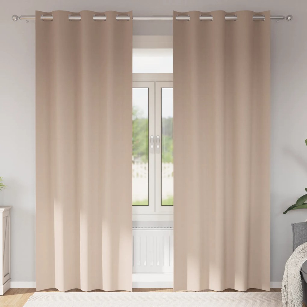 vidaXL Κουρτίνες με κουρτίνες 2 pcs Taupe 225 x 140 εκ. Πολυεστέρας