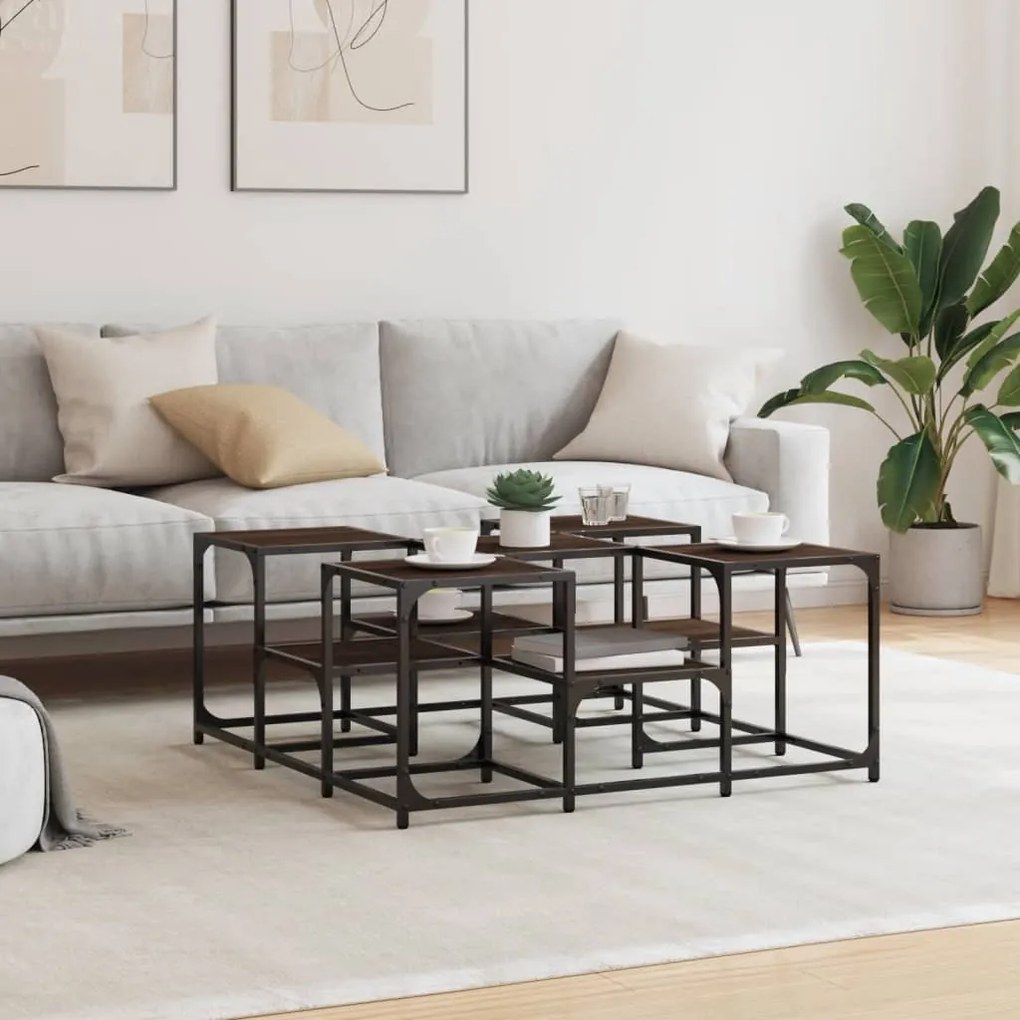vidaXL Τραπεζάκι Σαλονιού Καφέ Δρυς 91x91x40 εκ. Επεξεργασμένο Ξύλο