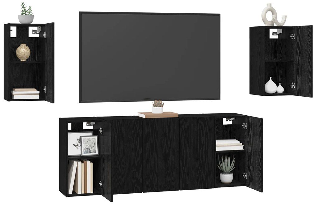 vidaXL Σετ επίπλου τηλεόρασης 7 pcs Μαύρη δρυς 30.5 x 30 x 60 εκ.