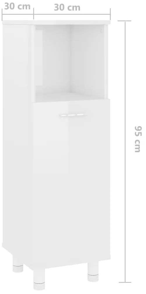 vidaXL Στήλη Μπάνιου Γυαλιστερό Λευκό 30 x 30 x 95 εκ. από Επεξ. Ξύλο