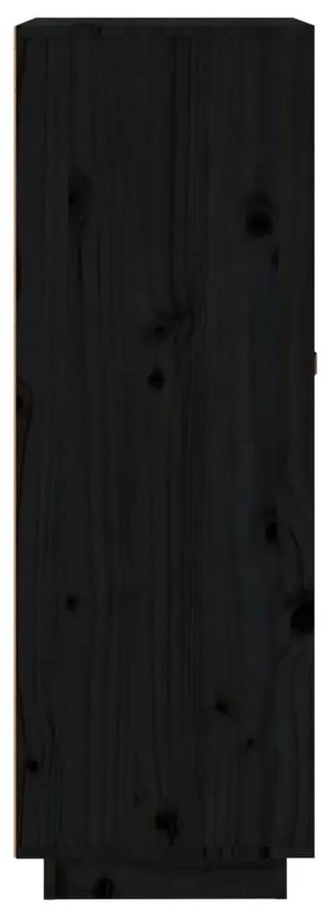 vidaXL Κάβα Κρασιών Μαύρο 45 x 34 x 100 εκ. από Μασίφ Ξύλο Πεύκου