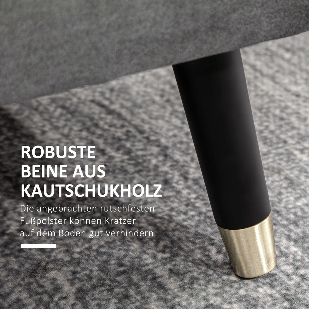 HOMCOM Παγκάκι, Ταμπουράς με Αποθηκευτικό Χώρο, Σεντούκι-Παγκάκι, Μέταλλο, Αφρός, Ξύλο Καουτσούκ, Ανθρακί Γκρι, 110 x 43 x 45 εκ.