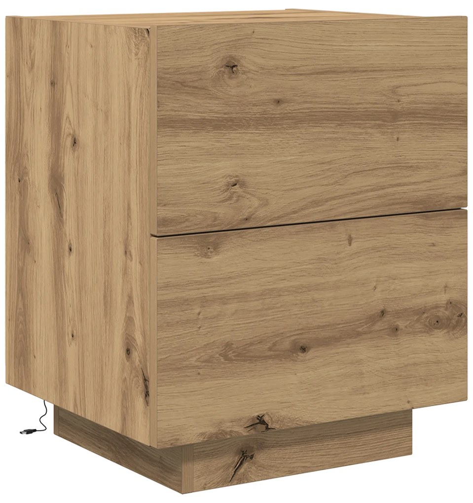 vidaXL Κομοδίνο με LED Φωτιστικά Artisan Oak 45x40x55 εκ.