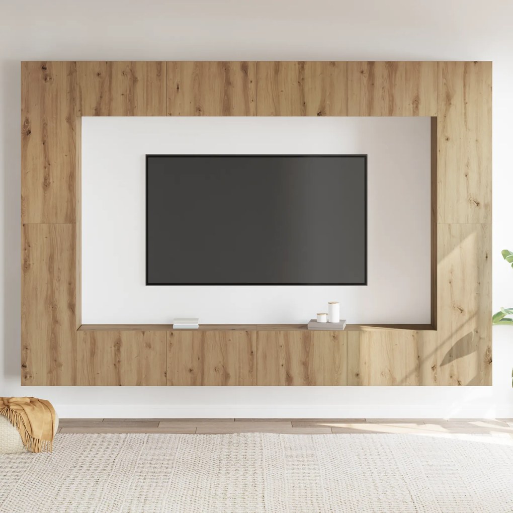 vidaXL Σετ επίπλου τηλεόρασης Επιτοίχιο 8 pcs artisan δρυς