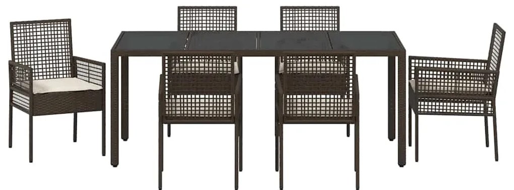 vidaXL Σέτ φαγητού για κήπο 7 pcs Καφέ συνθετικό ρατάν