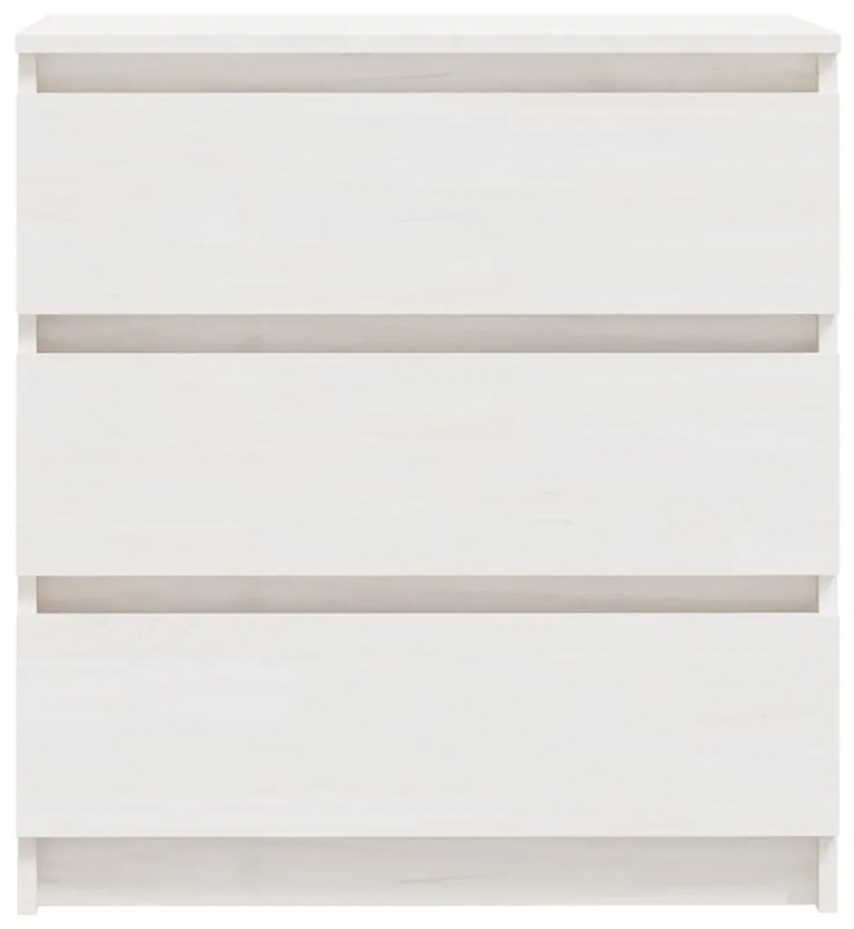 Κομοδίνο Λευκό 60 x 36 x 64 εκ. από Μασίφ Ξύλο Πεύκου - Λευκό