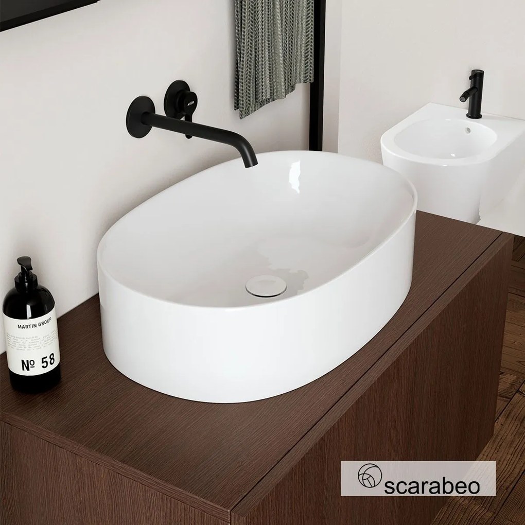 Scarabeo Skinny Επικαθήμενος Νιπτήρας Πορσελάνης 60x40εκ White