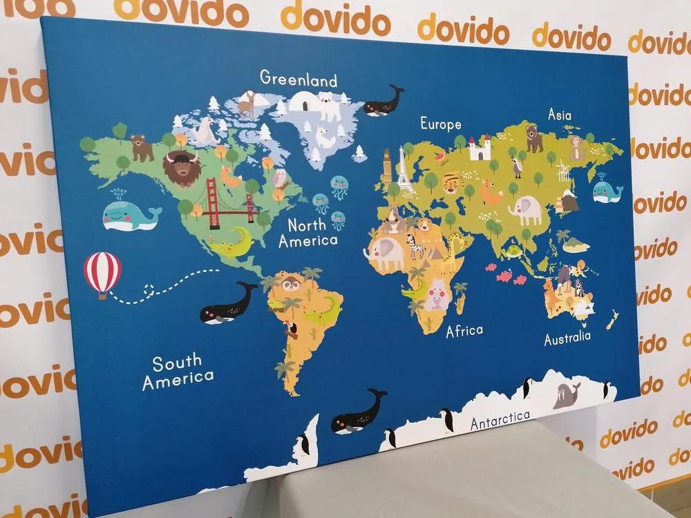 Εικόνα στον παγκόσμιο χάρτη φελλού για παιδιά - 90x60