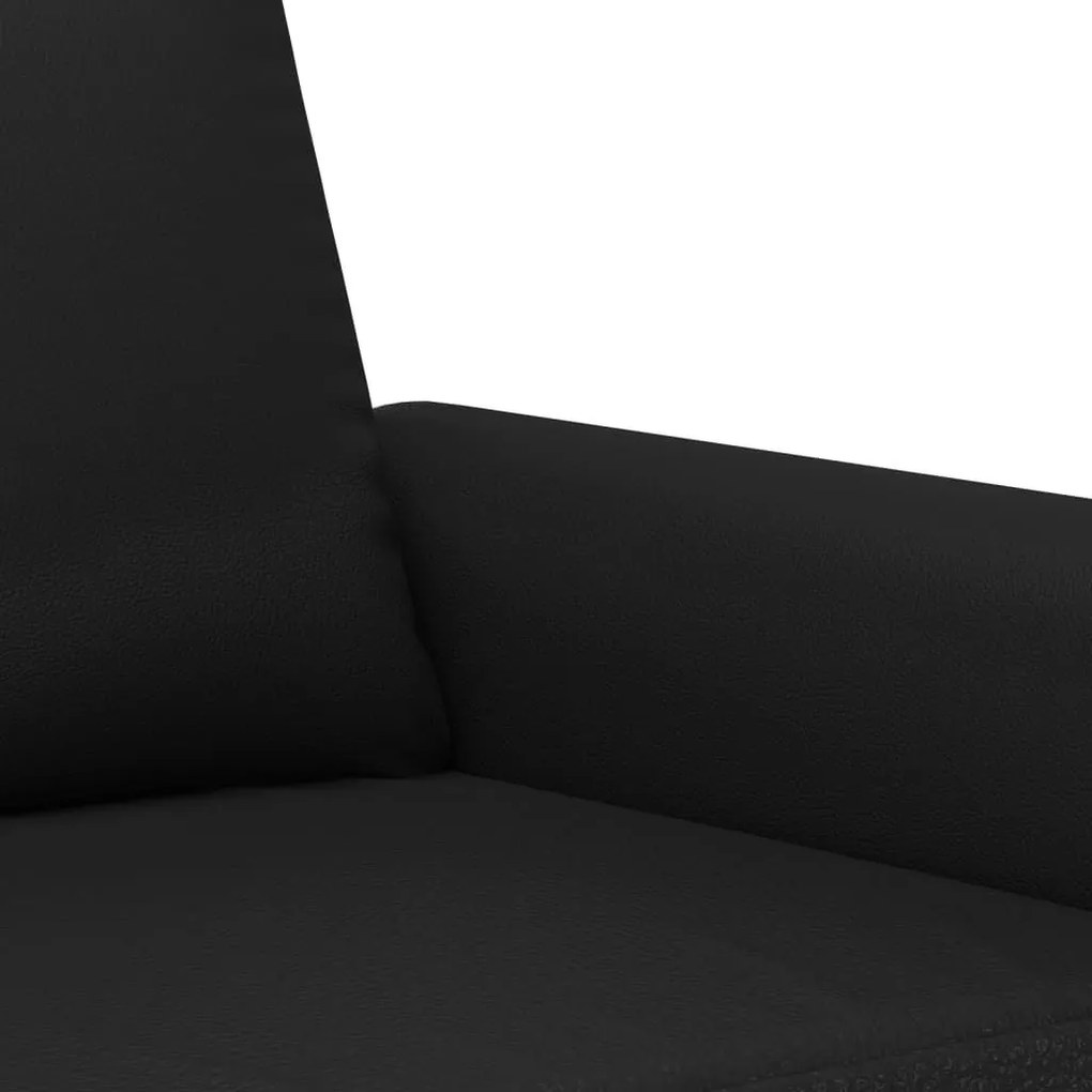 Καναπές Διθέσιος Μαύρος 140 εκ. από Συνθετικό Δέρμα - Μαύρο