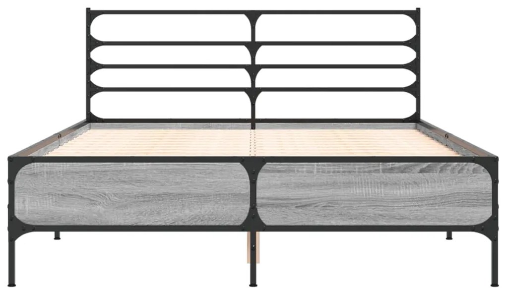 vidaXL Πλαίσιο Κρεβατιού Γκρι Sonoma 140x190 εκ. Επεξ. Ξύλο &amp; Μέταλλο