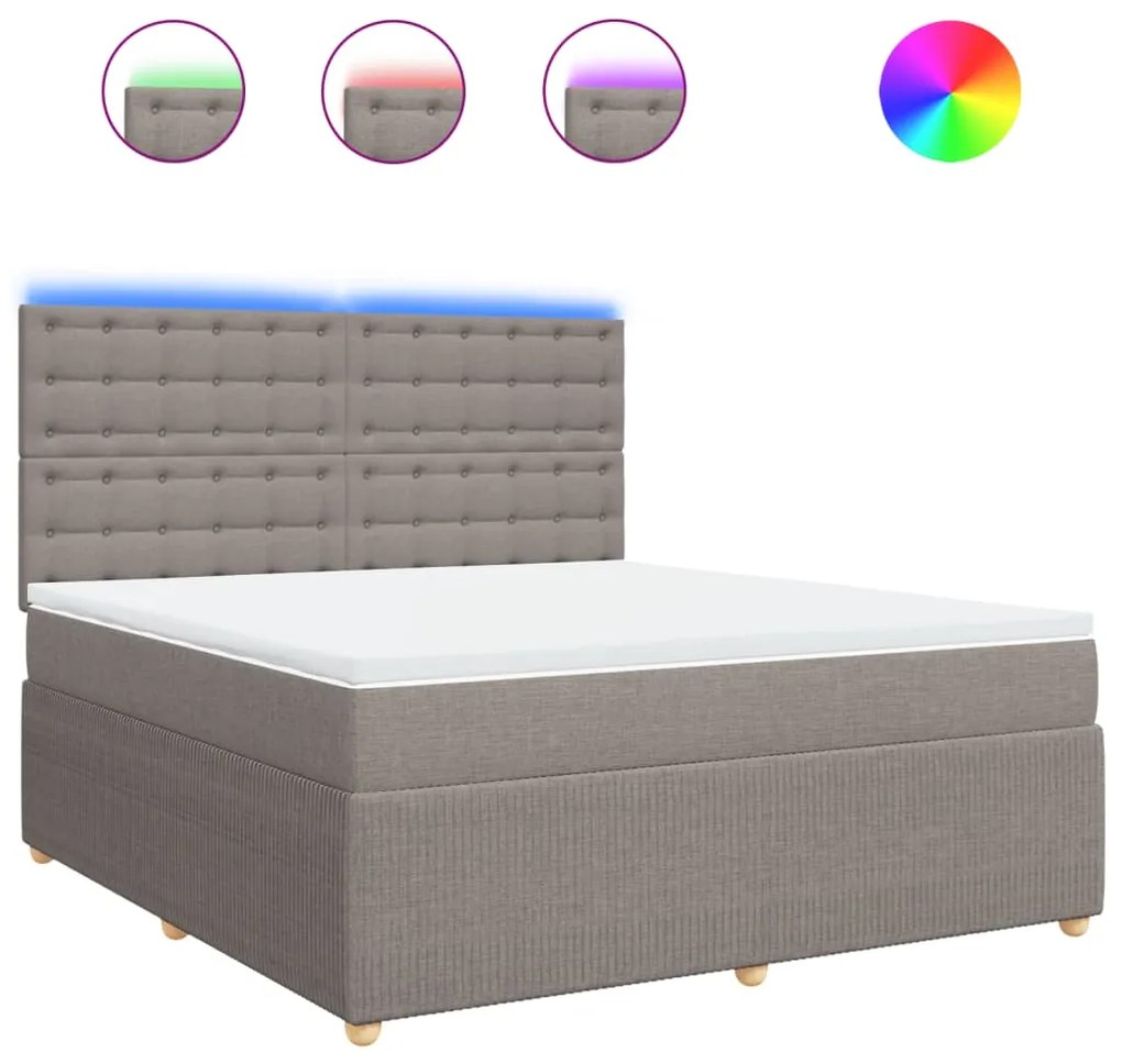 vidaXL Κρεβάτι Boxspring με Στρώμα Taupe 180x200 εκ. Υφασμάτινο