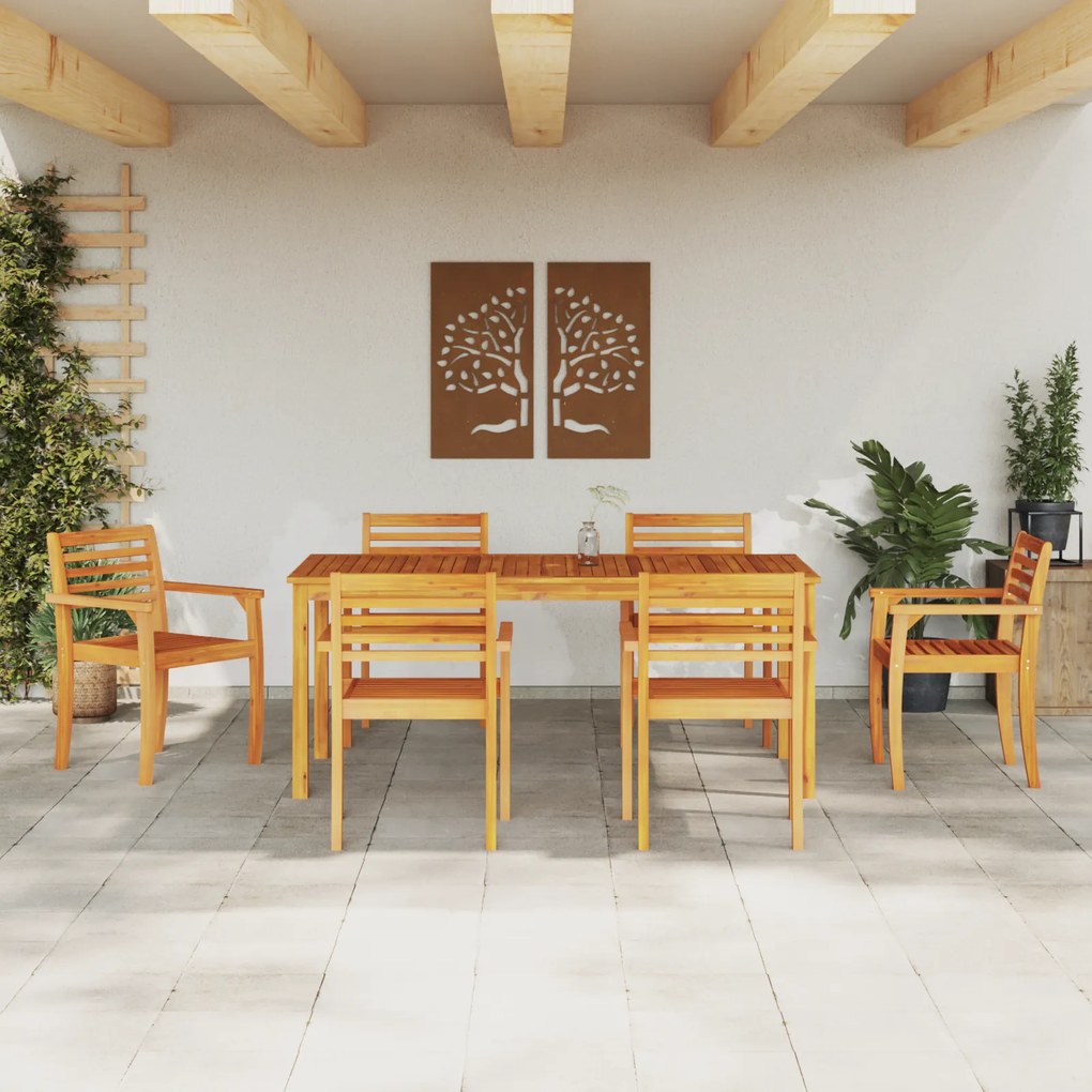 vidaXL Σετ τραπεζαρίας κήπου 7 pcs Φυσικό 180 x 90 x 75 cm