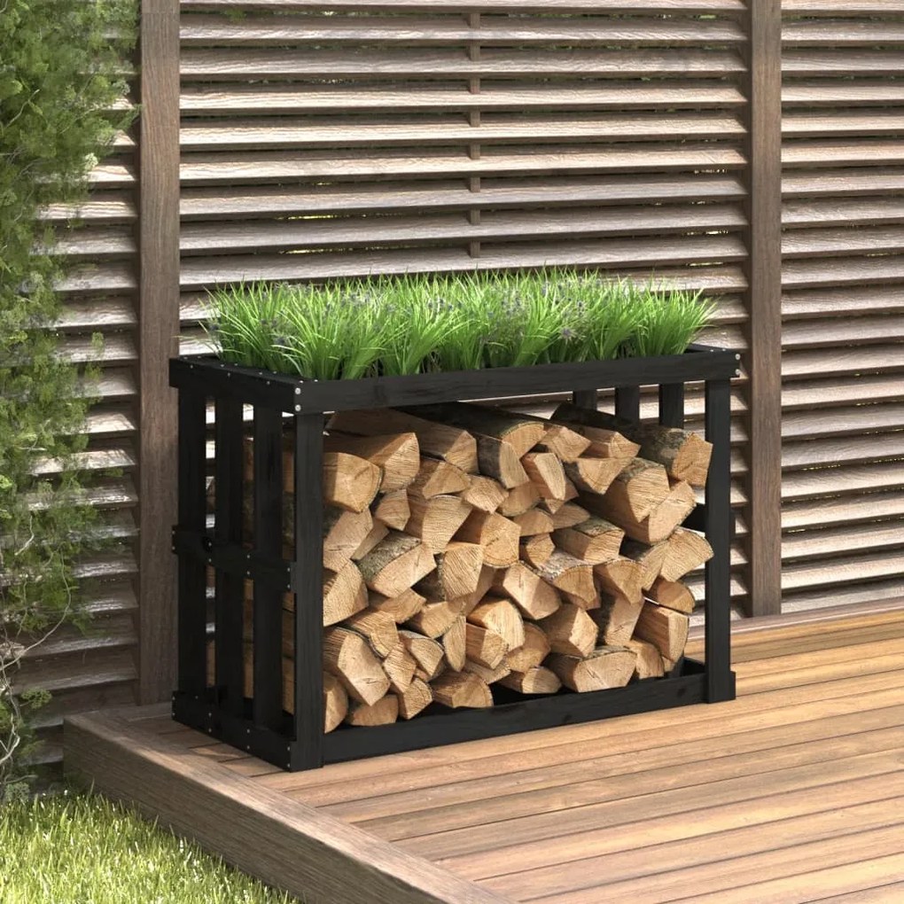 vidaXL Ξυλοθήκη Εξ. Χώρου Λευκή 108x52x74 εκ. από Μασίφ Ξύλο Πεύκου
