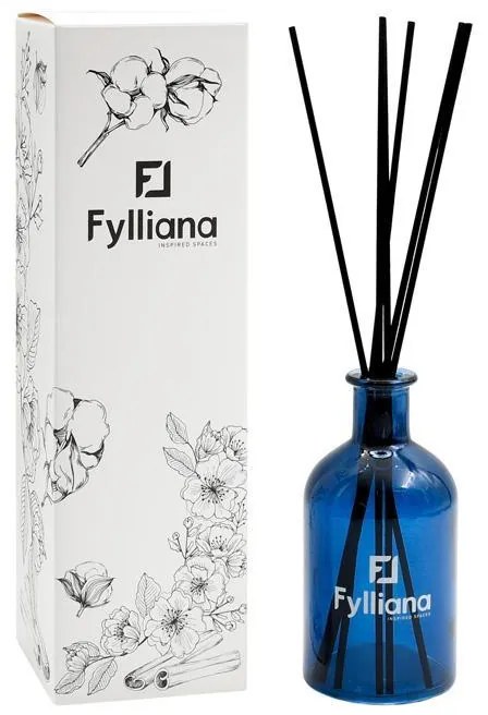 Αρωματικό Χώρου Γυάλινο Μπουκαλάκι με Sticks FL013 Fylliana "Βαμβάκι" Μπλέ χρώμα με Συσκευασία Δώρου 200ml